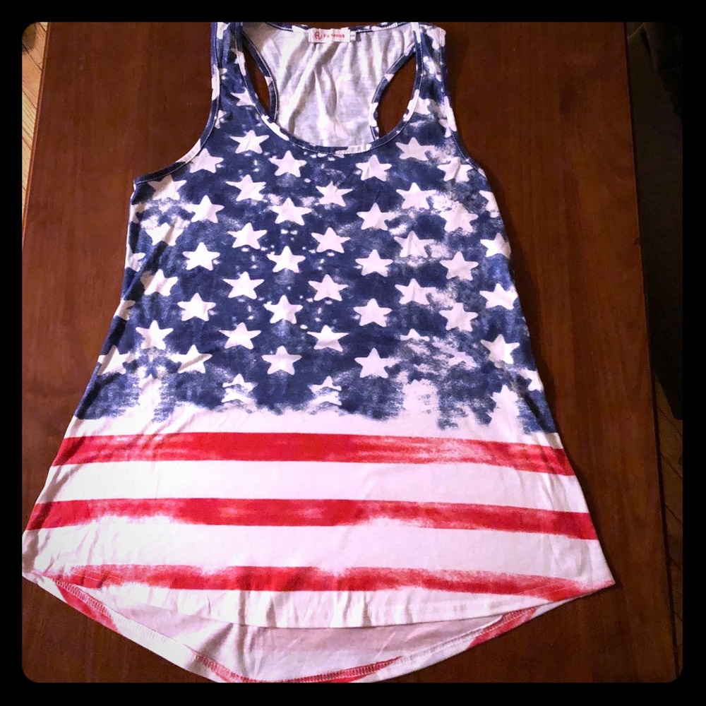 🌟 3 for $10 American Flag Print Racerback Tank